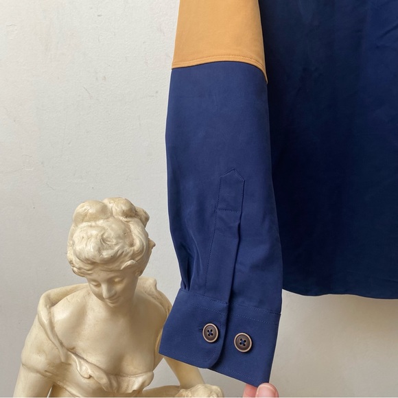 Microsuede Colorblock Oxford Button Down Shirt - Picture 12 of 15